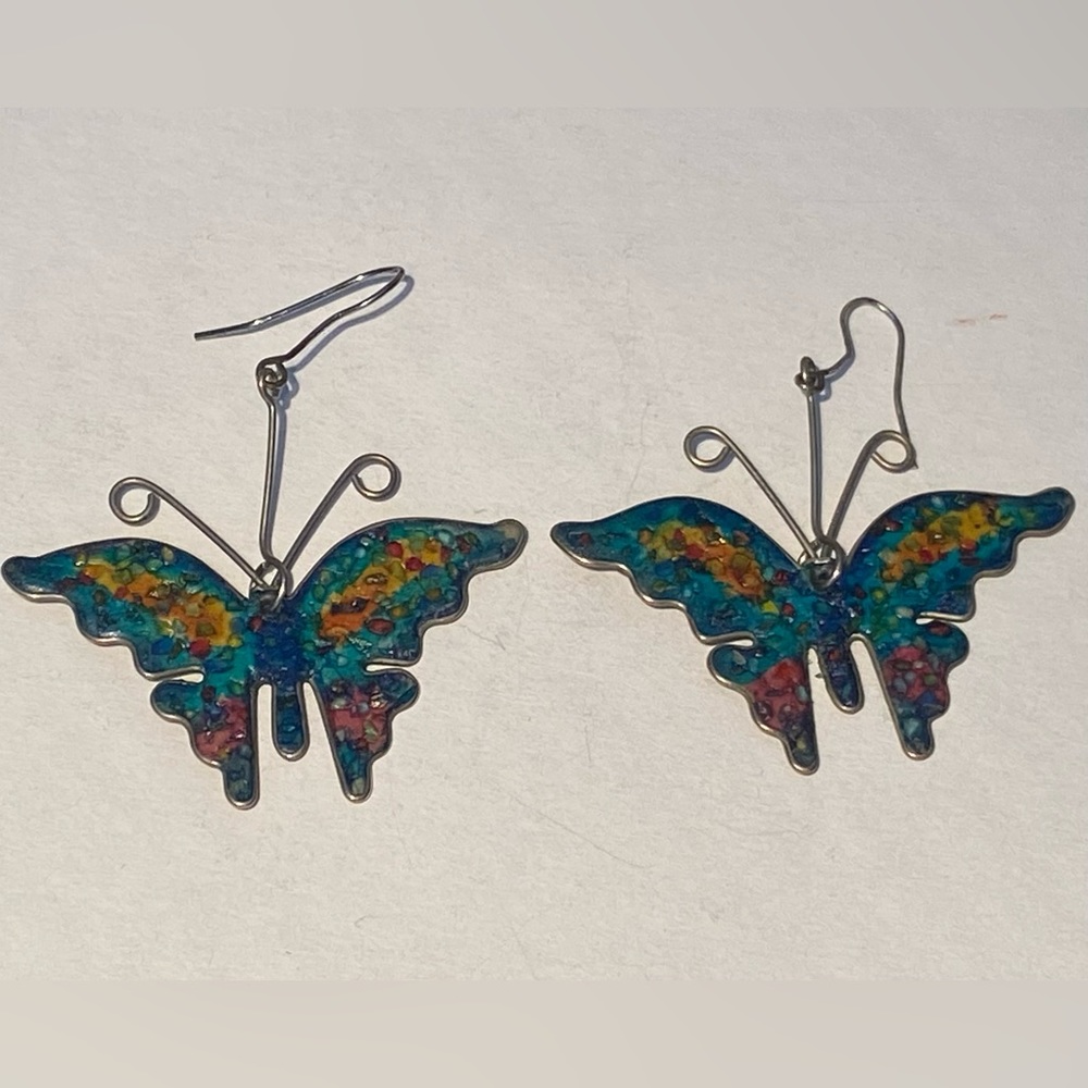 Hand-Painted Butterfly Steel Earrings